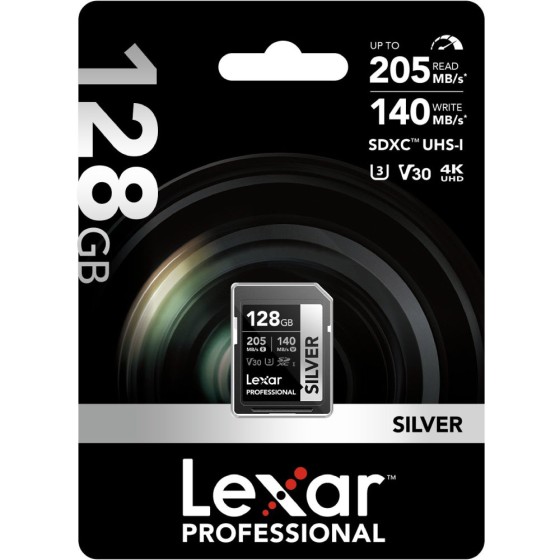 Lexar 128GB Professional Silver SDXC UHS-I 205MB/s Memory Card-V30