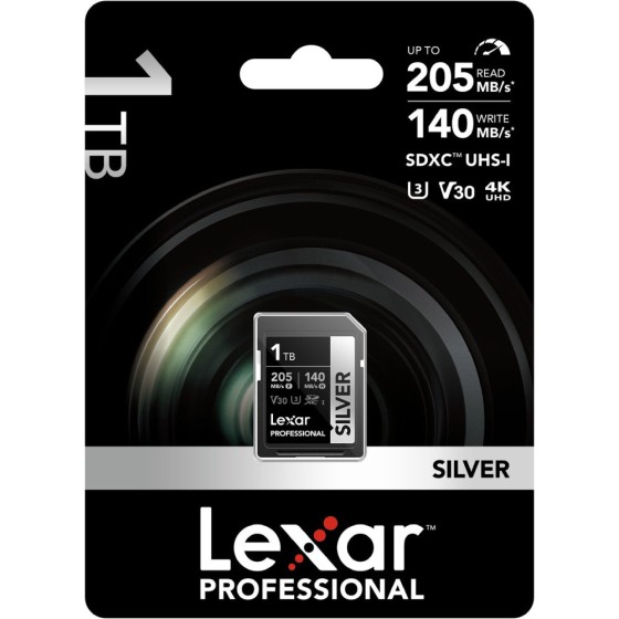 Lexar 1TB Professional Silver SDXC UHS-I 205MB/s Memory Card-V30