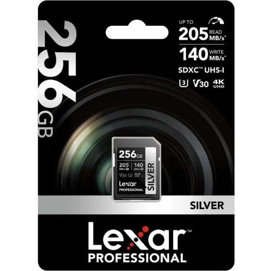 Lexar 256GB Professional Silver SDXC UHS-I 205MB/s Memory Card-V30