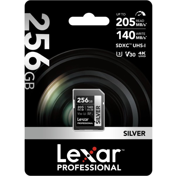 Lexar 256GB Professional Silver SDXC UHS-I 205MB/s Memory Card-V30
