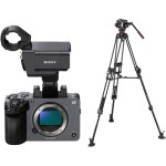Sony FX5 Full-Frame Cinema Camera with XLR-H2 Handle Unit and Manfrotto 504X/645 FAST Twin Aluminium Video Tripod Kit