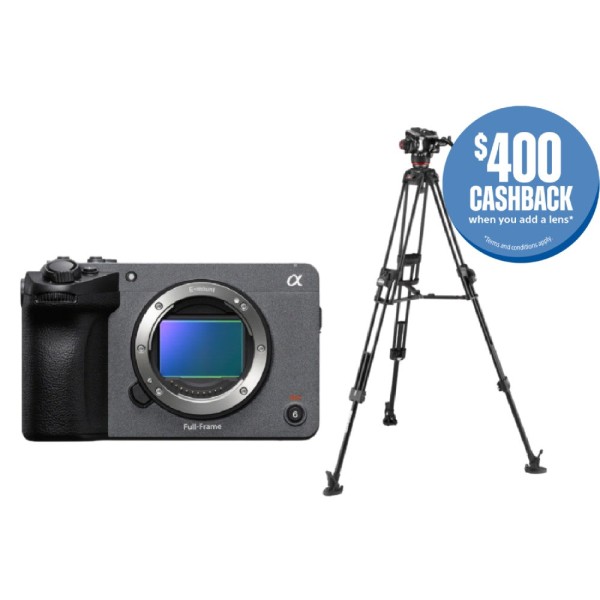 Sony FX5 Full-Frame Cinema Camera with Manfrotto 504X/645 FAST Twin Aluminium Video Tripod Kit