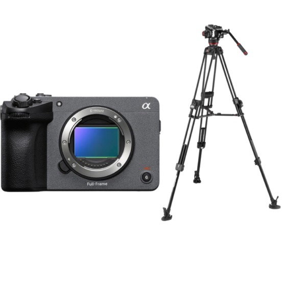 Sony FX5 Full-Frame Cinema Camera with Manfrotto 504X/645 FAST Twin Aluminium Video Tripod Kit