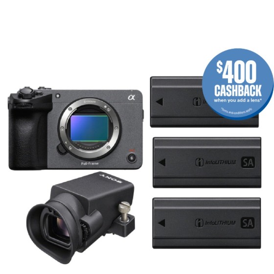 Sony FX5 Full-Frame Cinema Camera with DVF-EL1 OLED Viewfinder and 3x Sony NP-SA100 Batteries
