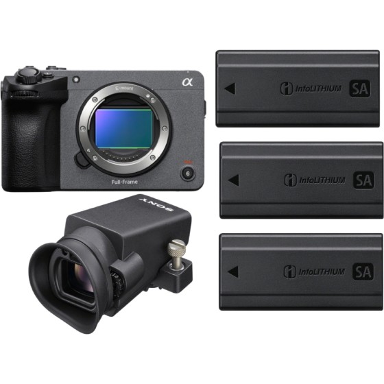 Sony FX5 Full-Frame Cinema Camera with DVF-EL1 OLED Viewfinder and 3x Sony NP-SA100 Batteries